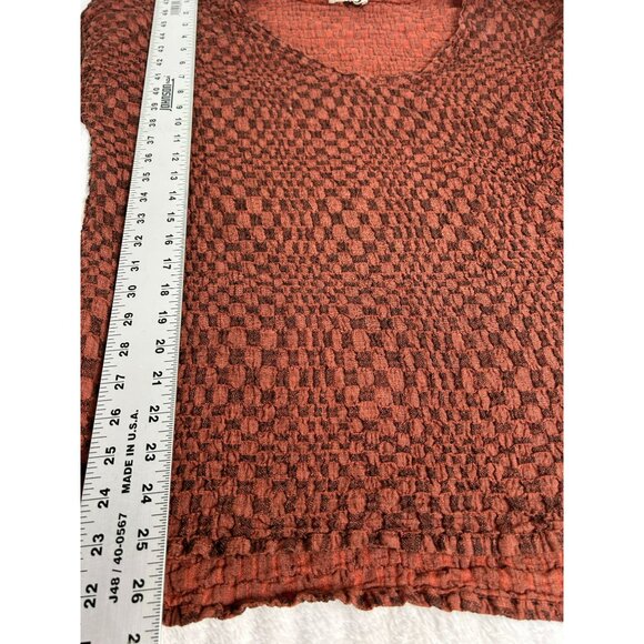 Flax Women's Textured Knit Scoop Neck Long Sleeve Casual Blouse Brown Large - Picture 9 of 9
